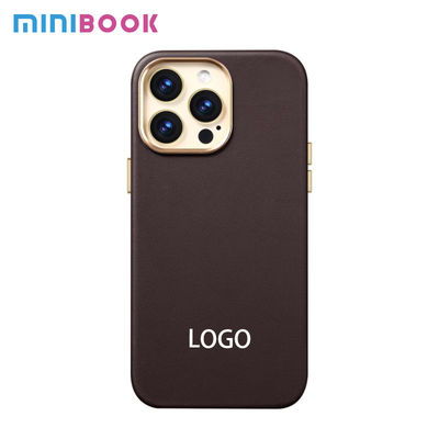 MN-1748 Genuine Leather Magnetic Phone Case Multifunctional Strong Magnetic for iPhone 15