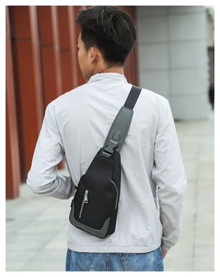 None Decoration Men's Messenger Bag with USB Charging and Multifunctional Design