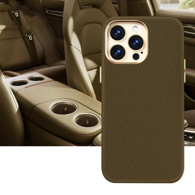MN-1748 Genuine Leather Magnetic Phone Case Multifunctional Strong Magnetic for iPhone 15