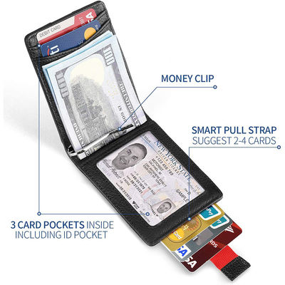 Mens Slim Carbon Fiber Leather Wallet with Rfid Blocking and Front Pocket Card Slots