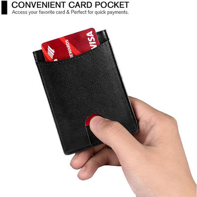 Mens Slim Carbon Fiber Leather Wallet with Rfid Blocking and Front Pocket Card Slots