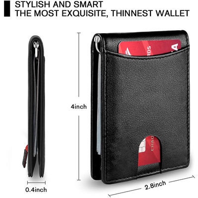 Mens Slim Carbon Fiber Leather Wallet with Rfid Blocking and Front Pocket Card Slots