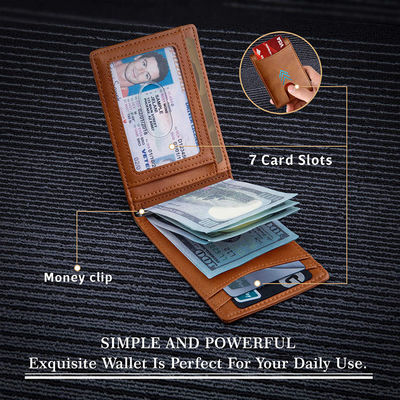 Mens Slim Carbon Fiber Leather Wallet with Rfid Blocking and Front Pocket Card Slots