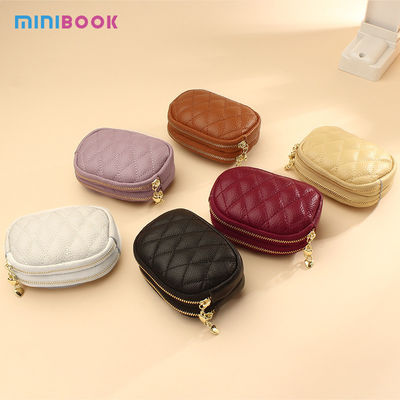 Double Zipper Large Capacity Keychain Pouch for Women Made of Genuine Cowhide Leather