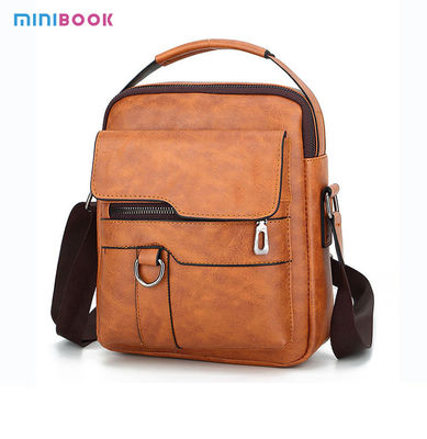 Customized LOGO Waterproof Mens Bags Vintage Style PU Leather Messenger Bag For Office