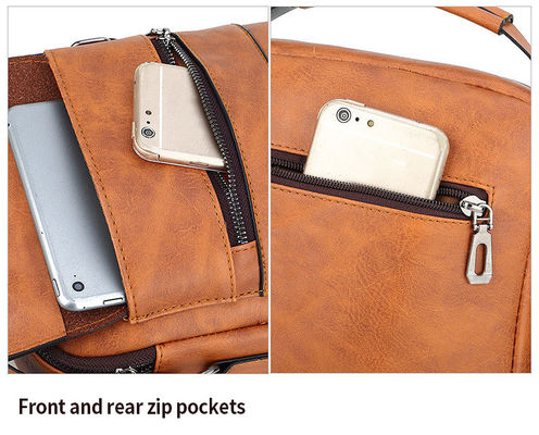 Customized LOGO Waterproof Mens Bags Vintage Style PU Leather Messenger Bag For Office