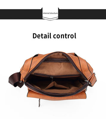 Customized LOGO Waterproof Mens Bags Vintage Style PU Leather Messenger Bag For Office