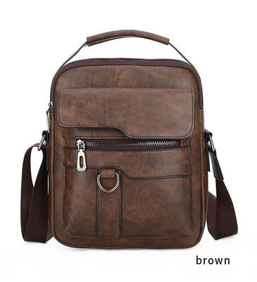 Customized LOGO Waterproof Mens Bags Vintage Style PU Leather Messenger Bag For Office