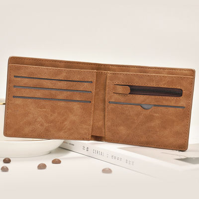 PU Main Material Men's Short Wallet with Vintage Crazy Horse Leather and Multifunction