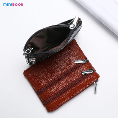 2023 Fashion Designer Bags Genuine Leather Coin Purse with Key Ring in Pure Colors