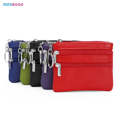 2023 Fashion Designer Bags Genuine Leather Coin Purse with Key Ring in Pure Colors