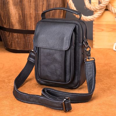 Genuine Leather Men Messenger Bag Vintage Style Calfskin Crossbody Shoulder Bag for Men