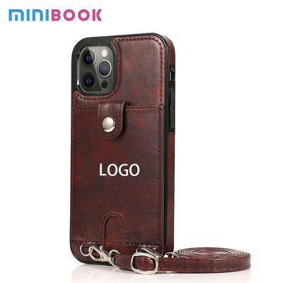 Men's Crossbody Leather Case for iPhone 12 Pro Max Shockproof and Functional Design