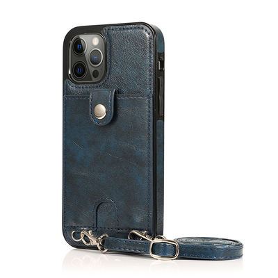 Men's Crossbody Leather Case for iPhone 12 Pro Max Shockproof and Functional Design