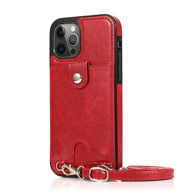 Men's Crossbody Leather Case for iPhone 12 Pro Max Shockproof and Functional Design
