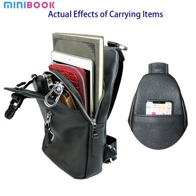 Big Men's Waist Bag Genuine Leather Sling Crossbody with Rhinestones and Zipper Closure