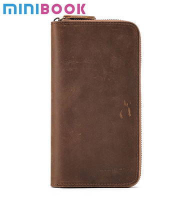 Waterproof Credit Card Wallet for Men Genuine Leather Large Capacity Multifunction Zipper Purse