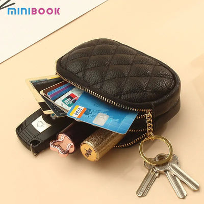 Minibook Ladies Wallets And Purse Women Key Chain Pouch Made of Genuine Cowhide Leather