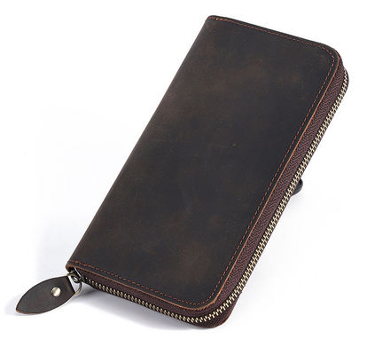 Waterproof Credit Card Wallet for Men Genuine Leather Large Capacity Multifunction Zipper Purse