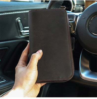 Waterproof Credit Card Wallet for Men Genuine Leather Large Capacity Multifunction Zipper Purse