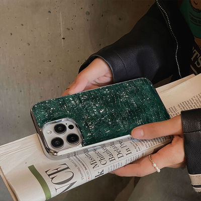 Electroplated Leather Crocodile Pattern Mobile Phone Case Compatible with iPhone15 Pro Max