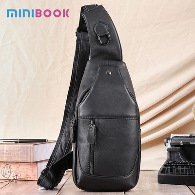 Comfortable and Durable Cowhide Leather Men's Cross Body Chest Bag for All Seasons