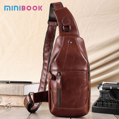 Comfortable and Durable Cowhide Leather Men's Cross Body Chest Bag for All Seasons