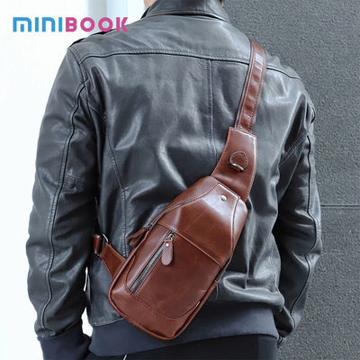 Comfortable and Durable Cowhide Leather Men's Cross Body Chest Bag for All Seasons