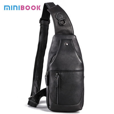 Comfortable and Durable Cowhide Leather Men's Cross Body Chest Bag for All Seasons