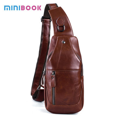 Comfortable and Durable Cowhide Leather Men's Cross Body Chest Bag for All Seasons