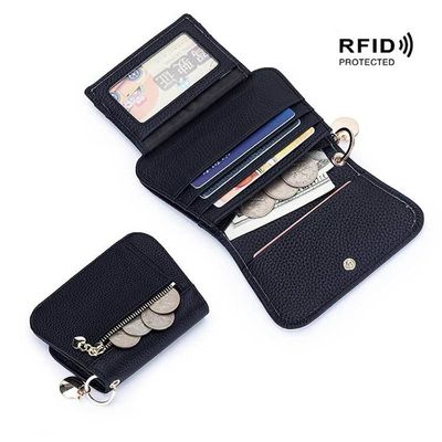 Business Candy Color Portable Wallet Genuine Leather Clutch Coin Purse for Girls