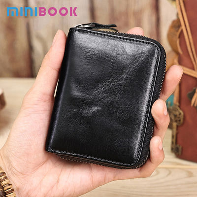 Unisex Coin Purse with Large Capacity and Rfid Blocking Zipper Closure in Leather