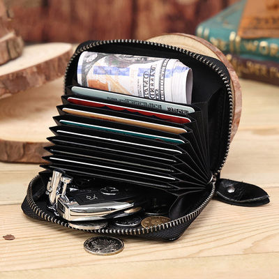 Unisex Coin Purse with Large Capacity and Rfid Blocking Zipper Closure in Leather