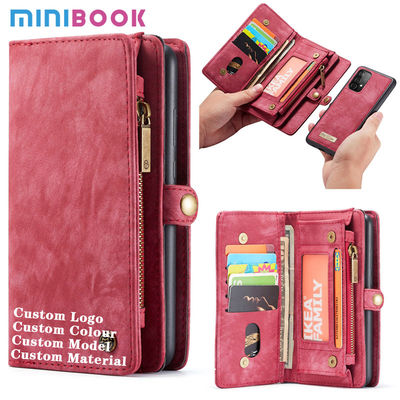 Genuine Leather Magnetic Wallet Flip Lanyard Strap Phone Case for Samsung Daily Used