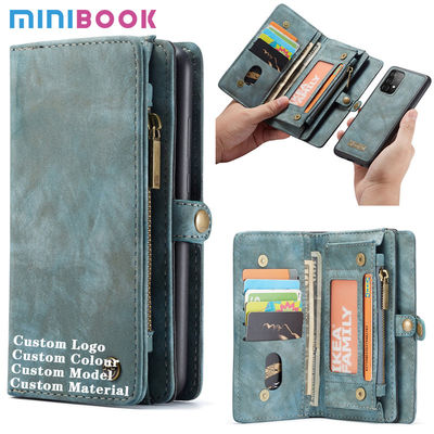 Genuine Leather Magnetic Wallet Flip Lanyard Strap Phone Case for Samsung Daily Used