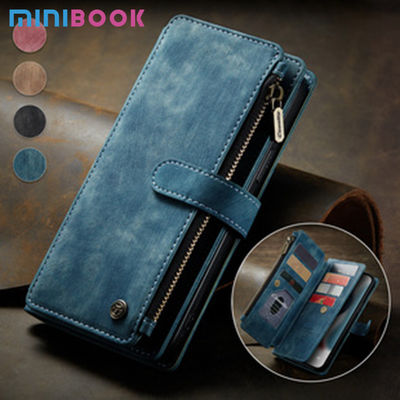 Genuine Leather Magnetic Wallet Flip Lanyard Strap Phone Case for Samsung Daily Used