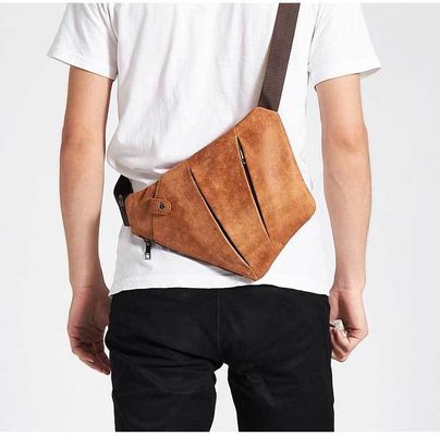 None Pattern Type Genuine Leather Minibook Crazy Horse Leather Messenger Bag for Man