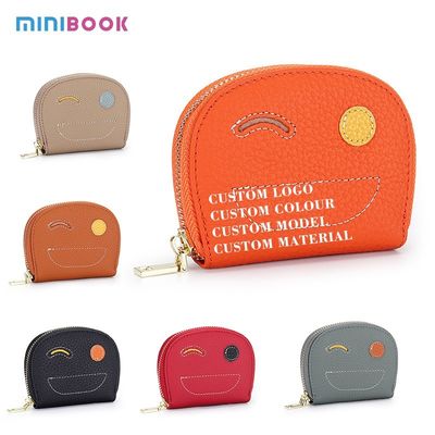 Zipper Hasp Closure Women's Ultra-thin Genuine Leather Keychain Pouch from Minibook