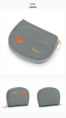 Zipper Hasp Closure Women's Ultra-thin Genuine Leather Keychain Pouch from Minibook