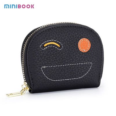 Zipper Hasp Closure Women's Ultra-thin Genuine Leather Keychain Pouch from Minibook