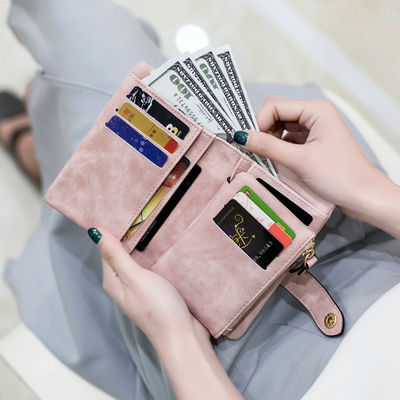 Frosted Leather Short Wallet with Large Capacity Credit Card Holders and Bifold Design