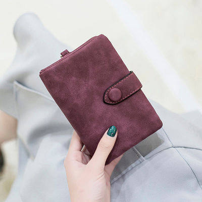 Frosted Leather Short Wallet with Large Capacity Credit Card Holders and Bifold Design