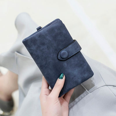 Frosted Leather Short Wallet with Large Capacity Credit Card Holders and Bifold Design