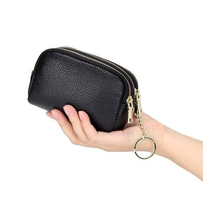 Genuine Leather Purse Three Zip Coin Bag Multi-function Key Bag Wallet Ideal for Daily