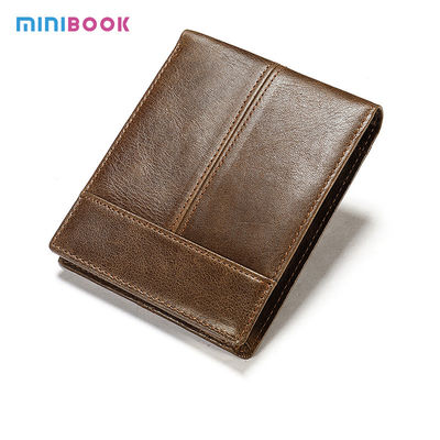 Short Length Genuine Leather Minibook Anti-Theft RFID Card Holder Wallet for OEM ODM