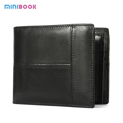Short Length Genuine Leather Minibook Anti-Theft RFID Card Holder Wallet for OEM ODM