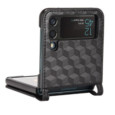 Shockproof Luxury Square Leather Phone Case For Samsung Galaxy Z Flip 4 Back Bumper