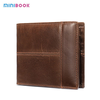 Short Length Genuine Leather Minibook Anti-Theft RFID Card Holder Wallet for OEM ODM