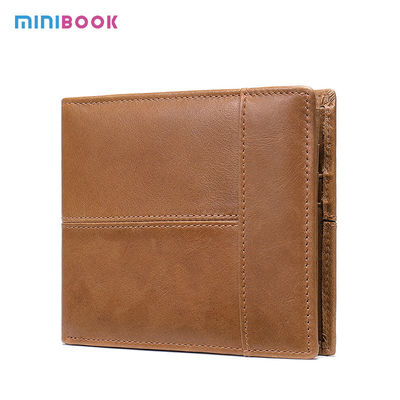 Short Length Genuine Leather Minibook Anti-Theft RFID Card Holder Wallet for OEM ODM