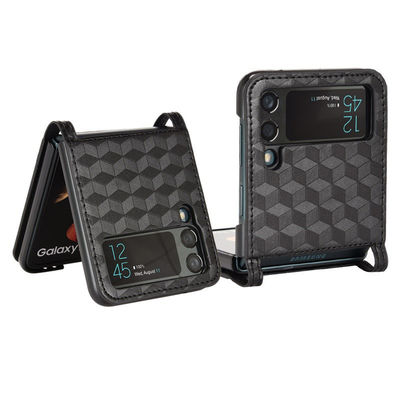Shockproof Luxury Square Leather Phone Case For Samsung Galaxy Z Flip 4 Back Bumper
